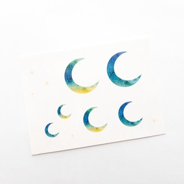 神秘的な月 Turquoise Moon のタトゥーシール Acubi Drops