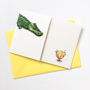 グリーティングカード「ワニとひよこ」｜Flap Card "Crocodile and chick"