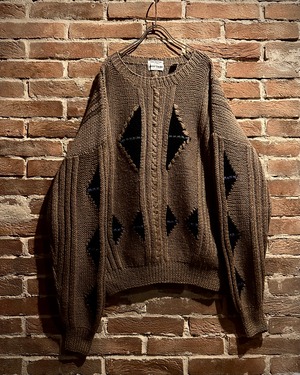 【Caka act3】90’s “Pierre Cardin” Triangle Design Hand Knit
