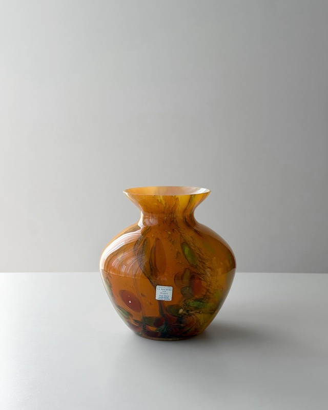 La Rochère　ラ・ロシェ―ル　/　オレンジマーブルの吹きガラスベース