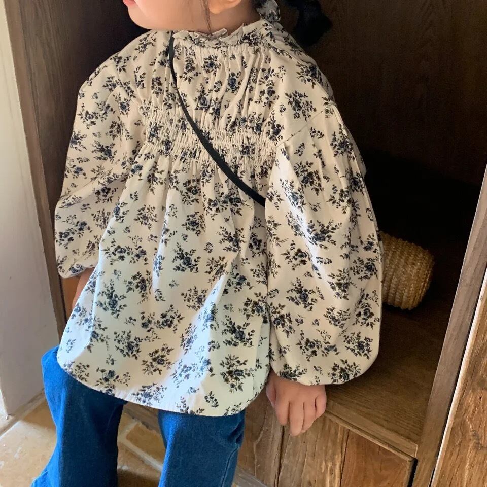 【取寄】frill gather  flower blouse
