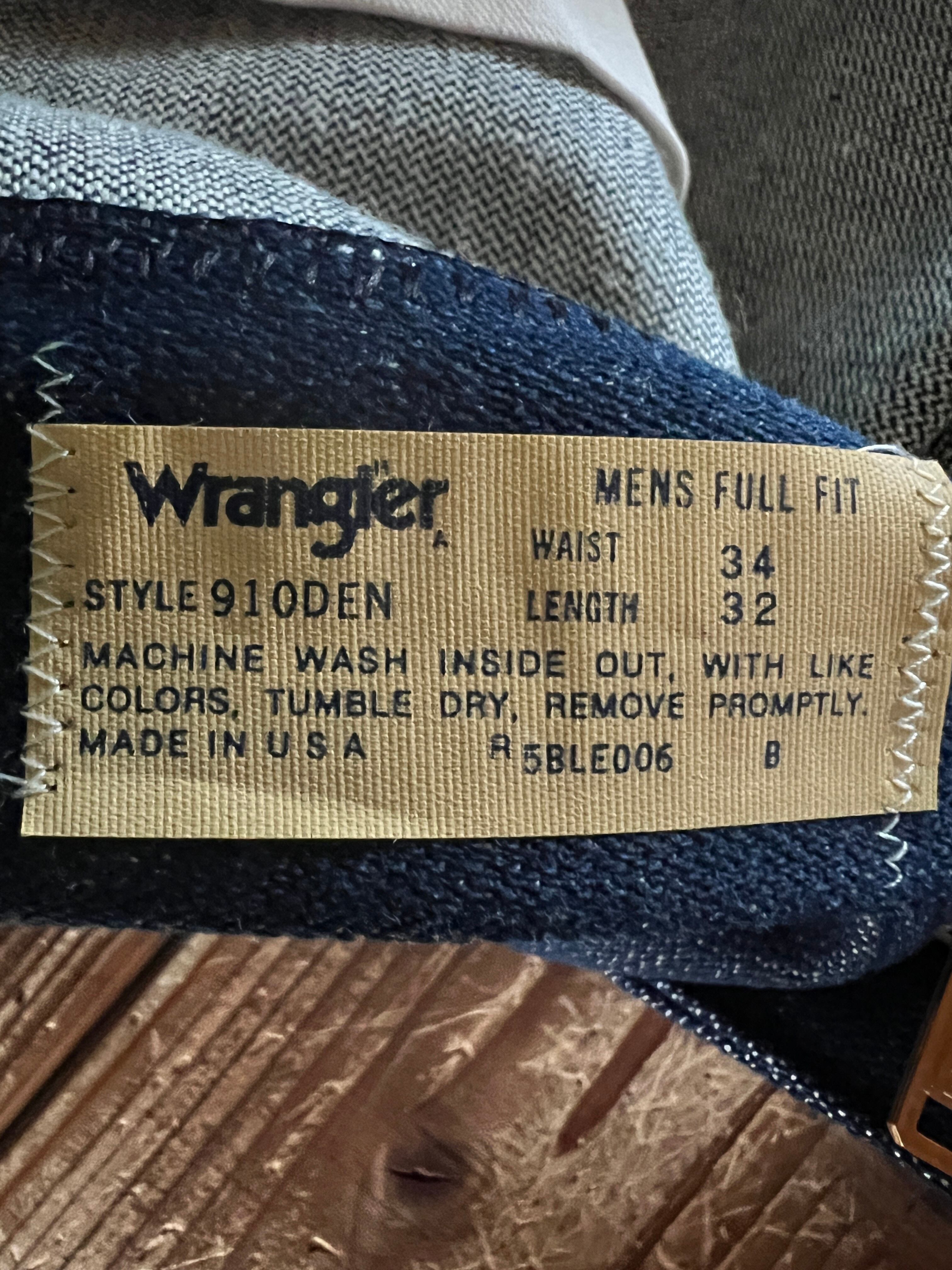 70's〜 Wrangler 910DEN デニムパンツ DEADSTOCK 表記(34×32) USA製