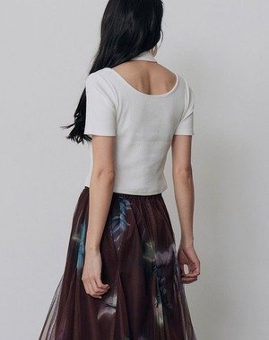 Halter Half-zip Ribbed Top / WHITE