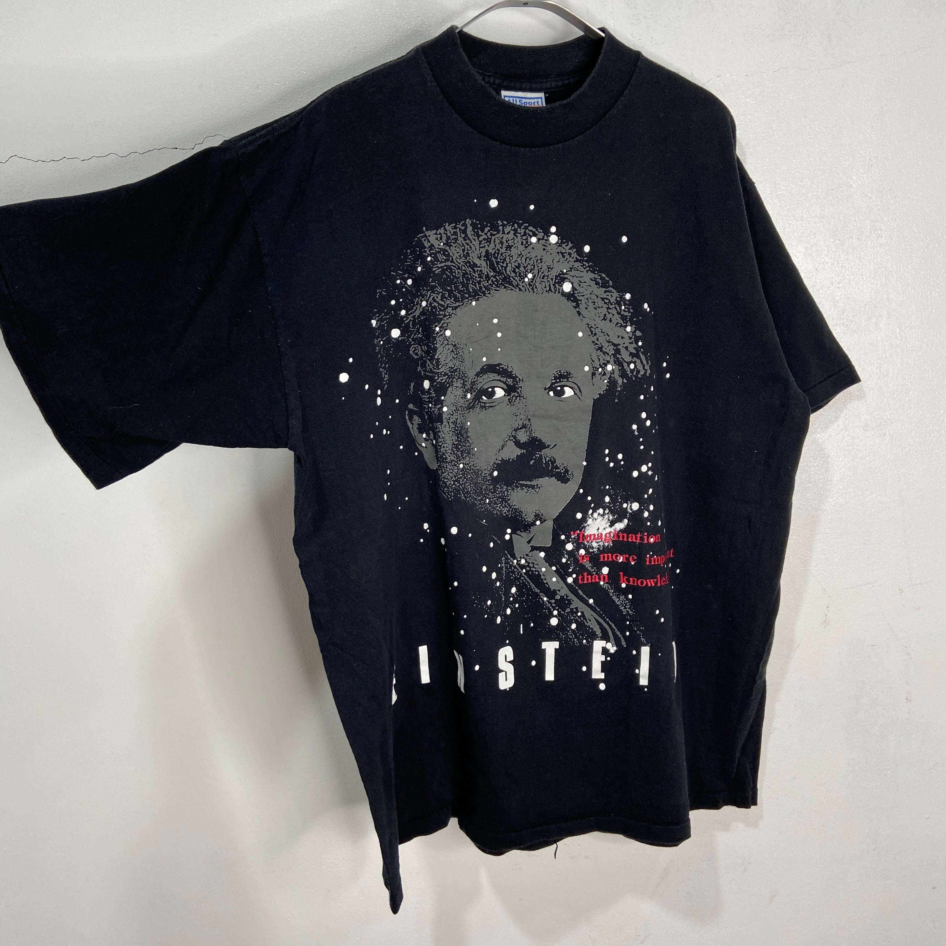 90s USA製 アインシュタイン発光プリントTシャツ 偉人Tシャツ 黒 XL 