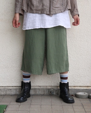 90's Green color linen rayon short pants.