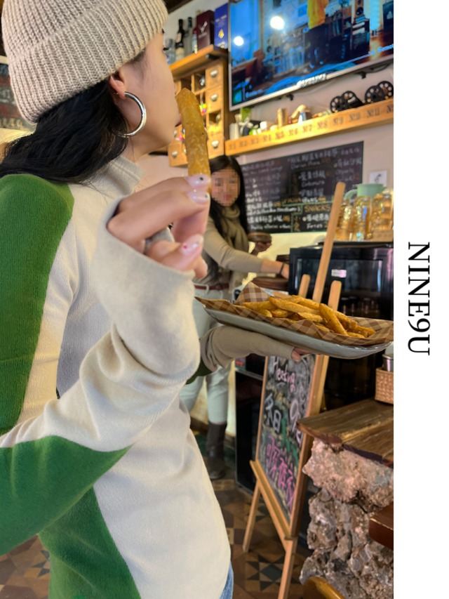 high-neck bi-color slim knit 2color【NINE5798】