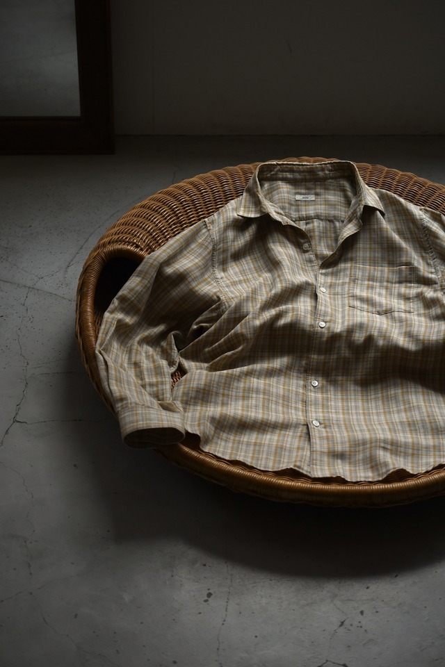 awasa /Regular colour double gaze shirt (Beige check)