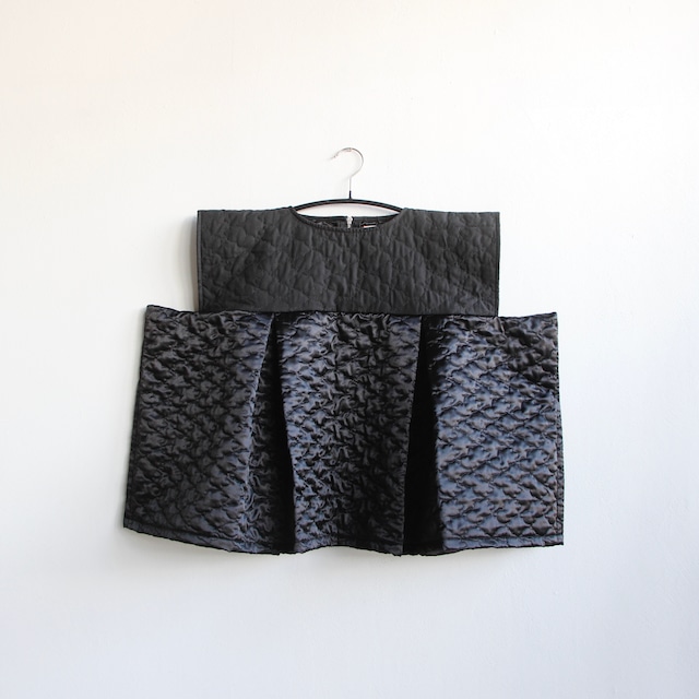 《frankygrow 2020AW》BEAR QUILTING SQUARE DRESS / black × black / W2