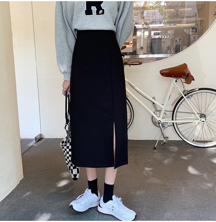 スカート ボトムス ロングスカート タイトスカート 膝下 ミモレ ミモレ