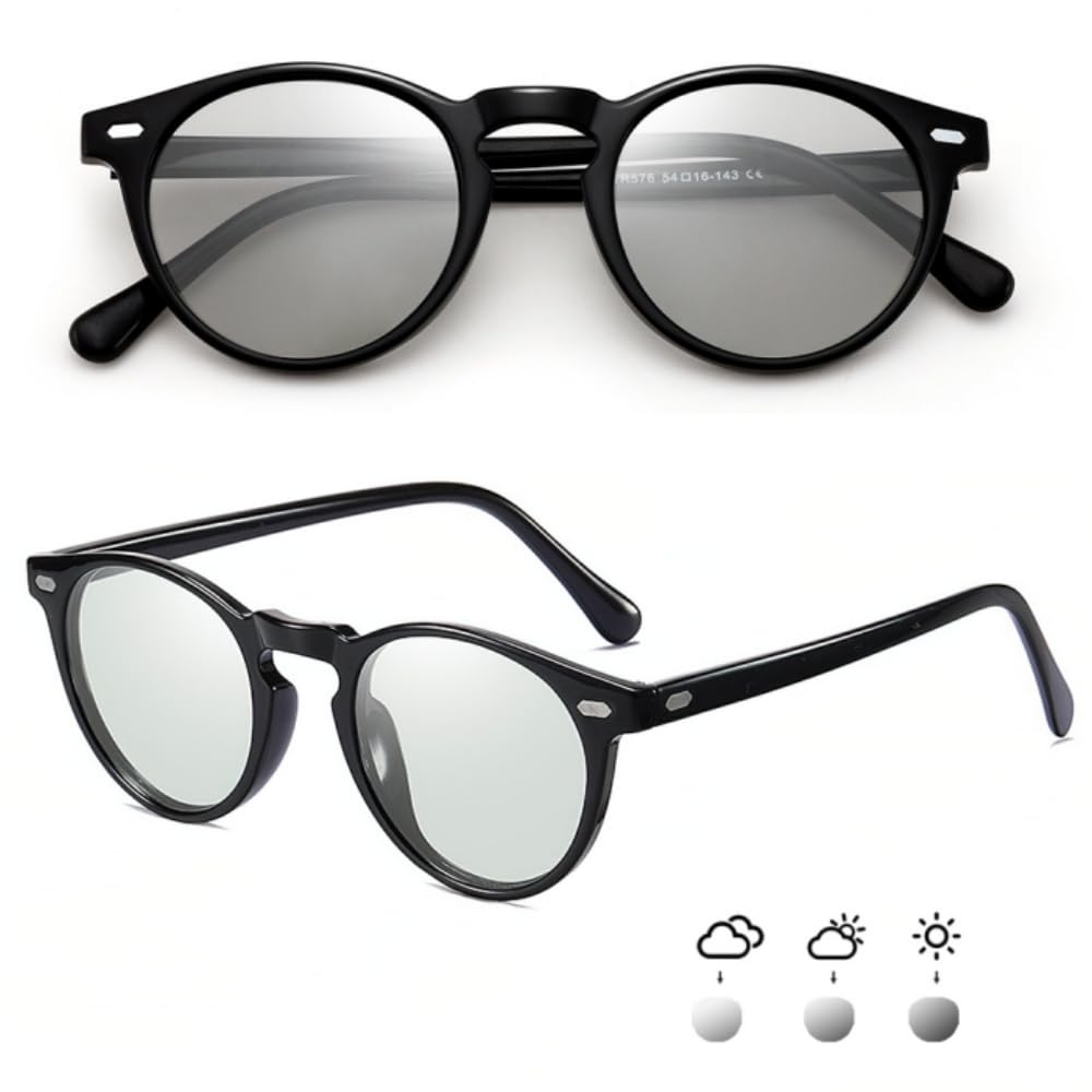 【新着特価】Feisedy サングラス メンズ 調光 変色 偏光サングラス 屋外サングラス UV400保護 紫外線カット レディース サングラス 釣り 運転 超軽量カラーレンズ(調光・変色レンズ) 丸めがね B1137