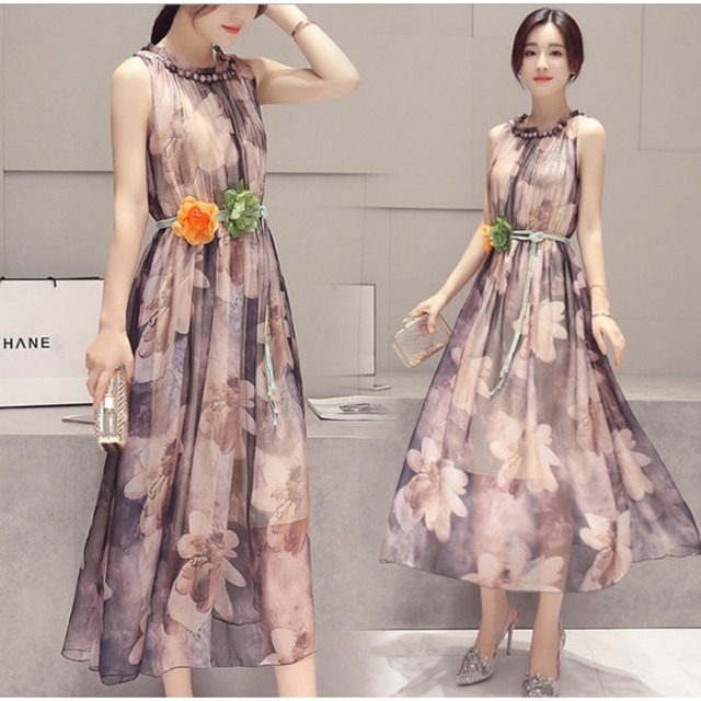 マキシワンピ シフォン リゾートワンピース リゾート マキシワンピ 夏 ビーチ ワンピース リゾートワンピ 海 シフォンワンピース ボヘミア 花柄 夏ワンピxxj25 Lieblingshop