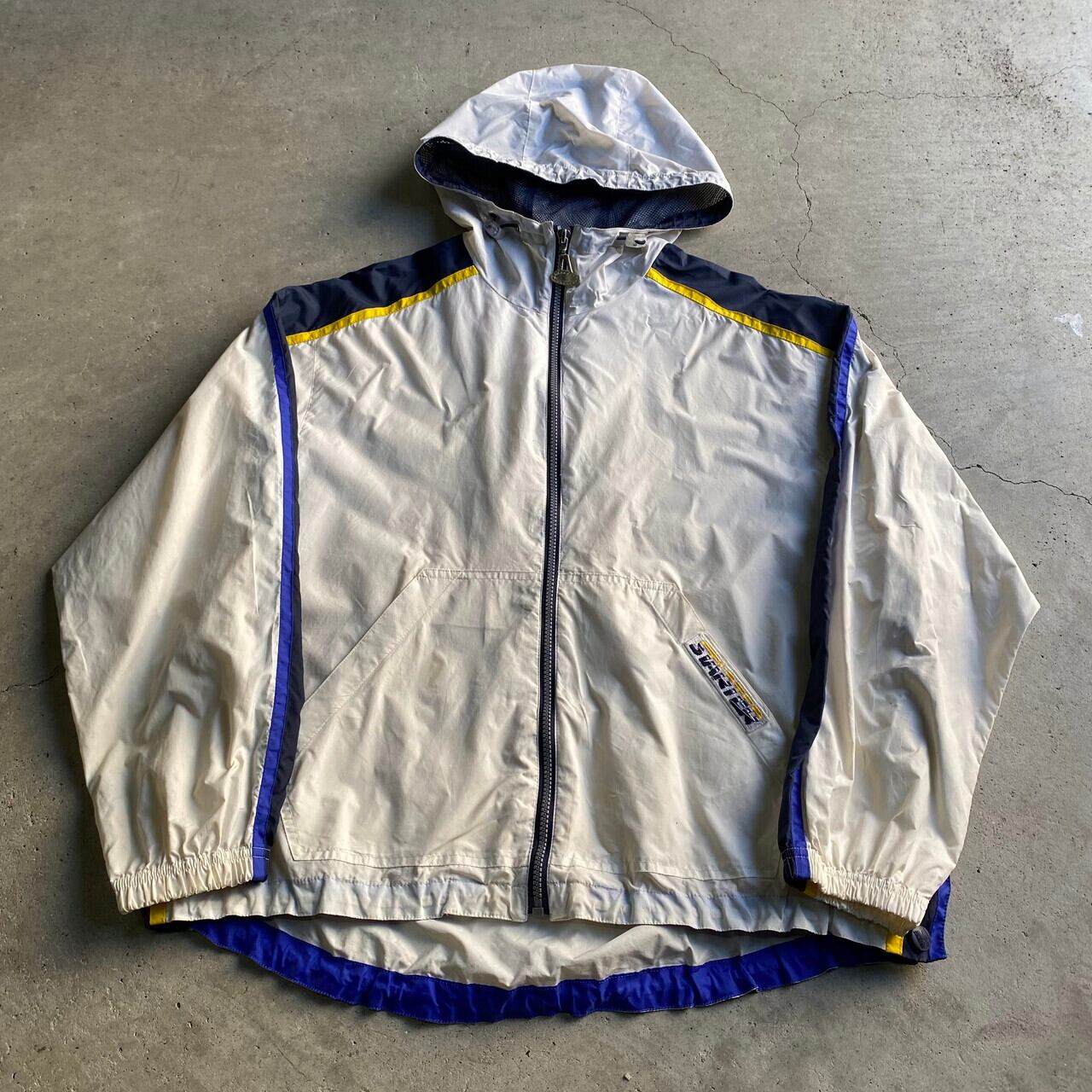 Starter スターター 袖ライン サイドボタン ナイロンジャケット レディースl相当 古着 パーカー ウインドブレーカー ホワイト 白 ナイロンジャケット Sa24 Cave 古着屋 公式 古着通販サイト