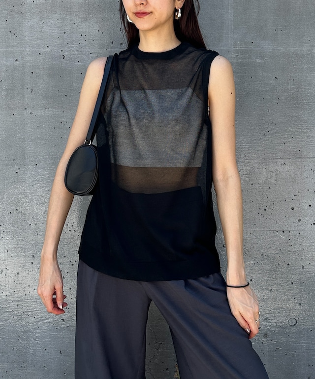 ＼新色追加／SLEEVELESS SHEER KNIT TOPS（ｽﾘｰﾌﾞﾚｽｼｱｰﾆｯﾄﾄｯﾌﾟｽ  ) 【5514017】