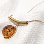 vintage amber-color flower dome necklace