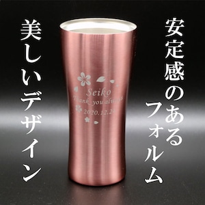 名入れ 真空ステンレス タンブラー ピンク 420ml 桜模様 名入れギフト 名入れ 記念日 父の日 母の日 名入れ 誕生日 プレゼント 送料無料