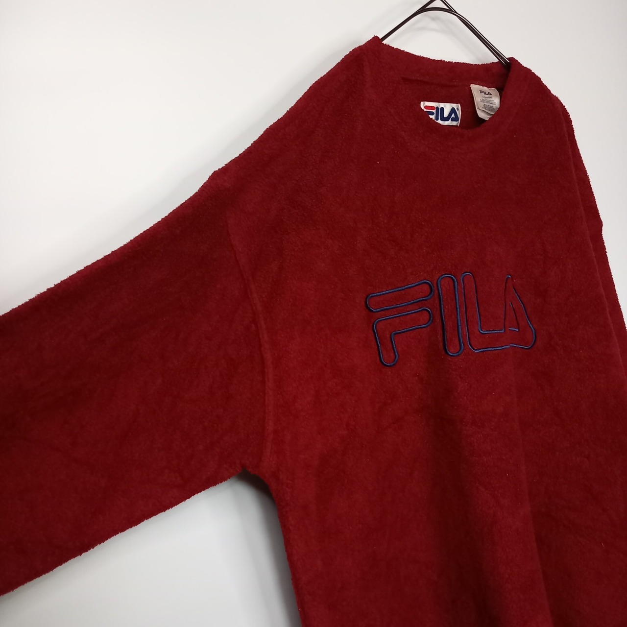 90s　フィラ　フリース　プルオーバー　トレーナー　無地　刺繍　ビッグロゴ　L