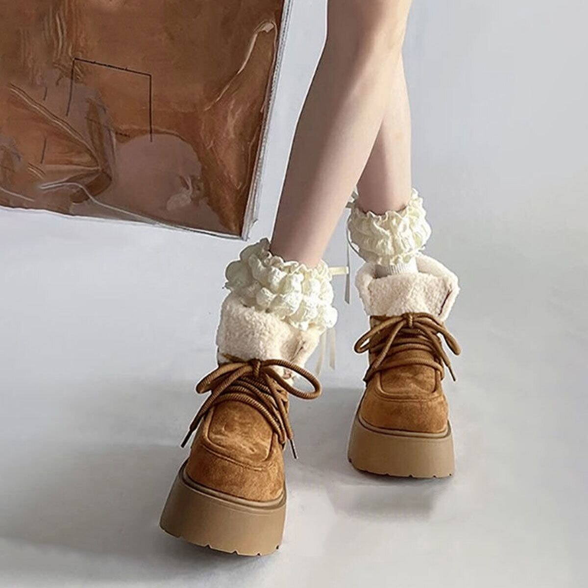 ムートン ショートブーツ レディース 秋冬 裏起毛 もこもこ ふわふわ 韓国 おしゃれ 大人 かわいい 防寒 保温 暖かい 歩きやすい 履きやすい 軽量 大人可愛い 大人女子