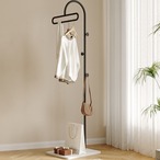 ハンガーラック 円形アーチ型 多機能 コートハンガー 衣類収納 バッグ掛け フック付き 収納台付き 洋服掛け スタンド式 おしゃれ モダン インテリア 一人暮らし