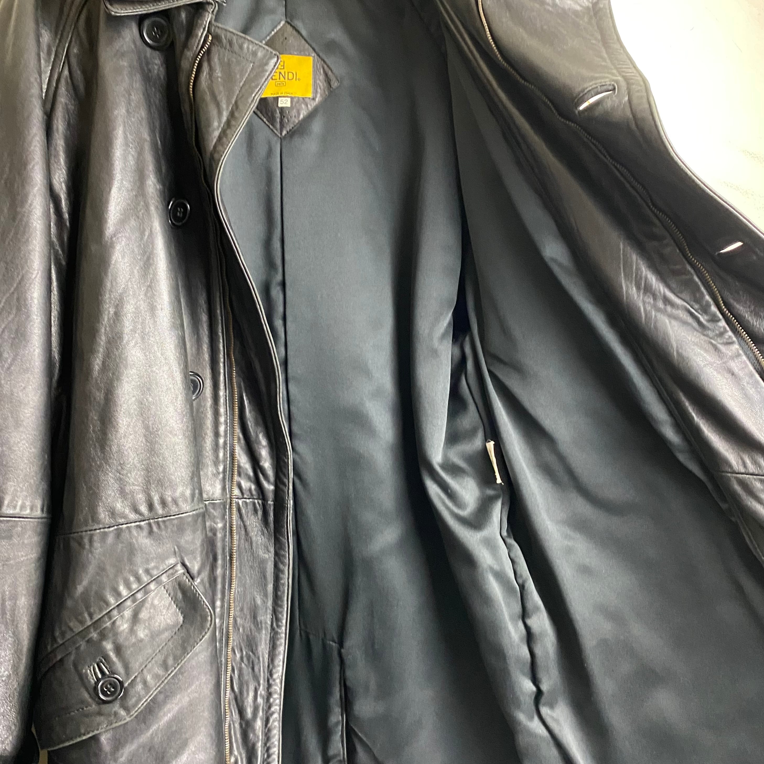 vintage FENDI black leather coat | NOIR ONLINE