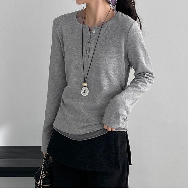 layered sheer cut-and-sew　J00377