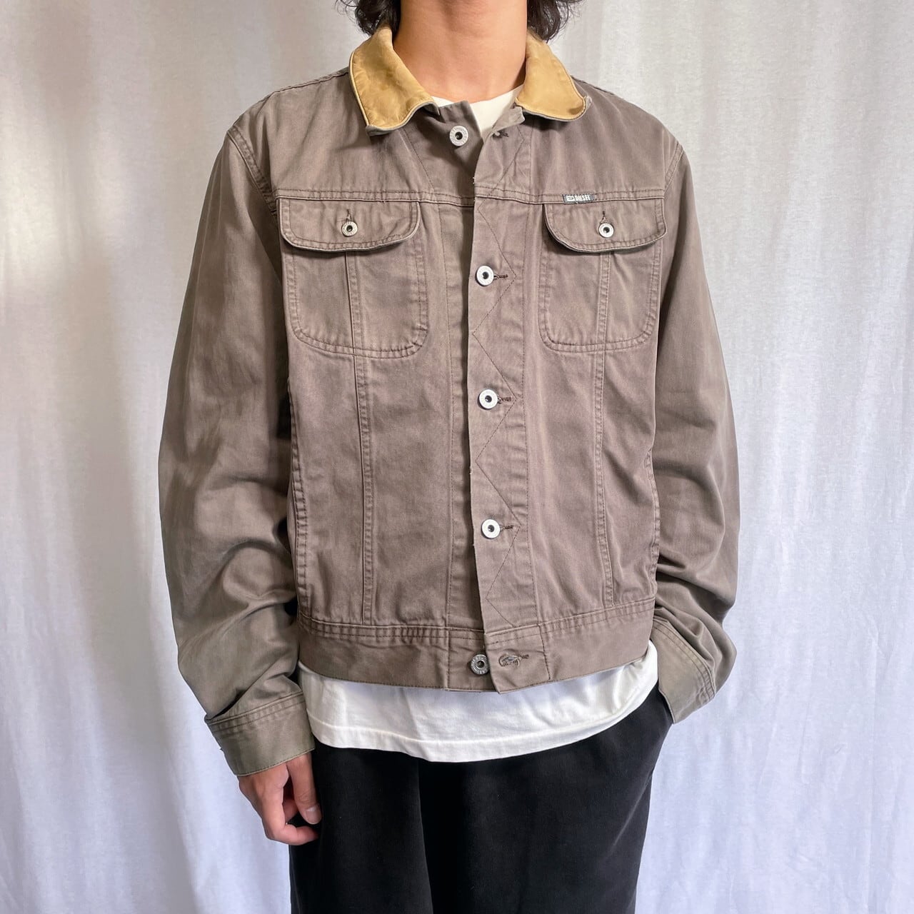 DIESEL ディーゼル コットントラッカージャケット 襟レザー 短丈  