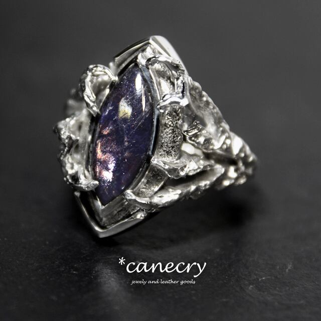 アイオライトサンストーン　ダイヤモンド　リング　k18 11号 アイオライトサンストーンのリング 指輪・リング 天然石とアクセサリー