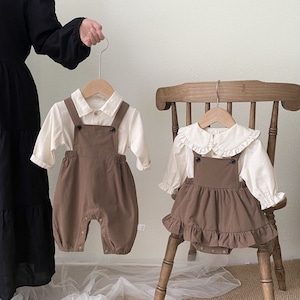 【BABY】ブラウス付きサロペットパンツorワンピース