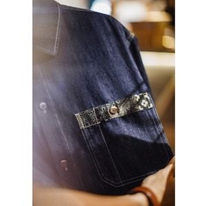 Patch pocket denim shirt  0863