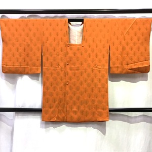 正絹・道行・着物・和装コート・オレンジ地・No.200701-0580・梱包サイズ60