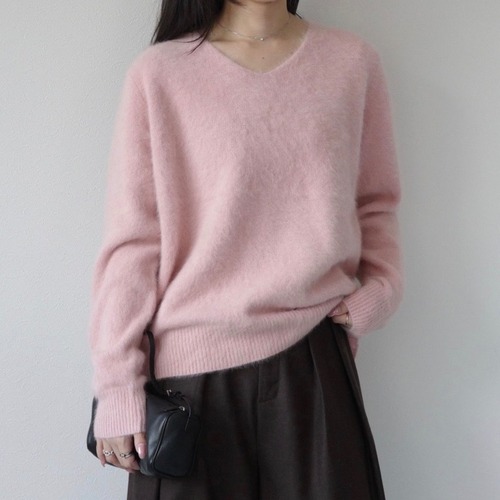 【 LILLY LYNQUE 】Fox Blend Fur Vneck Tops