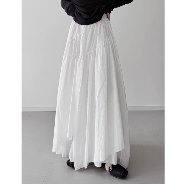 Asymmetrical hemline tiered skirt【2color】 C1098