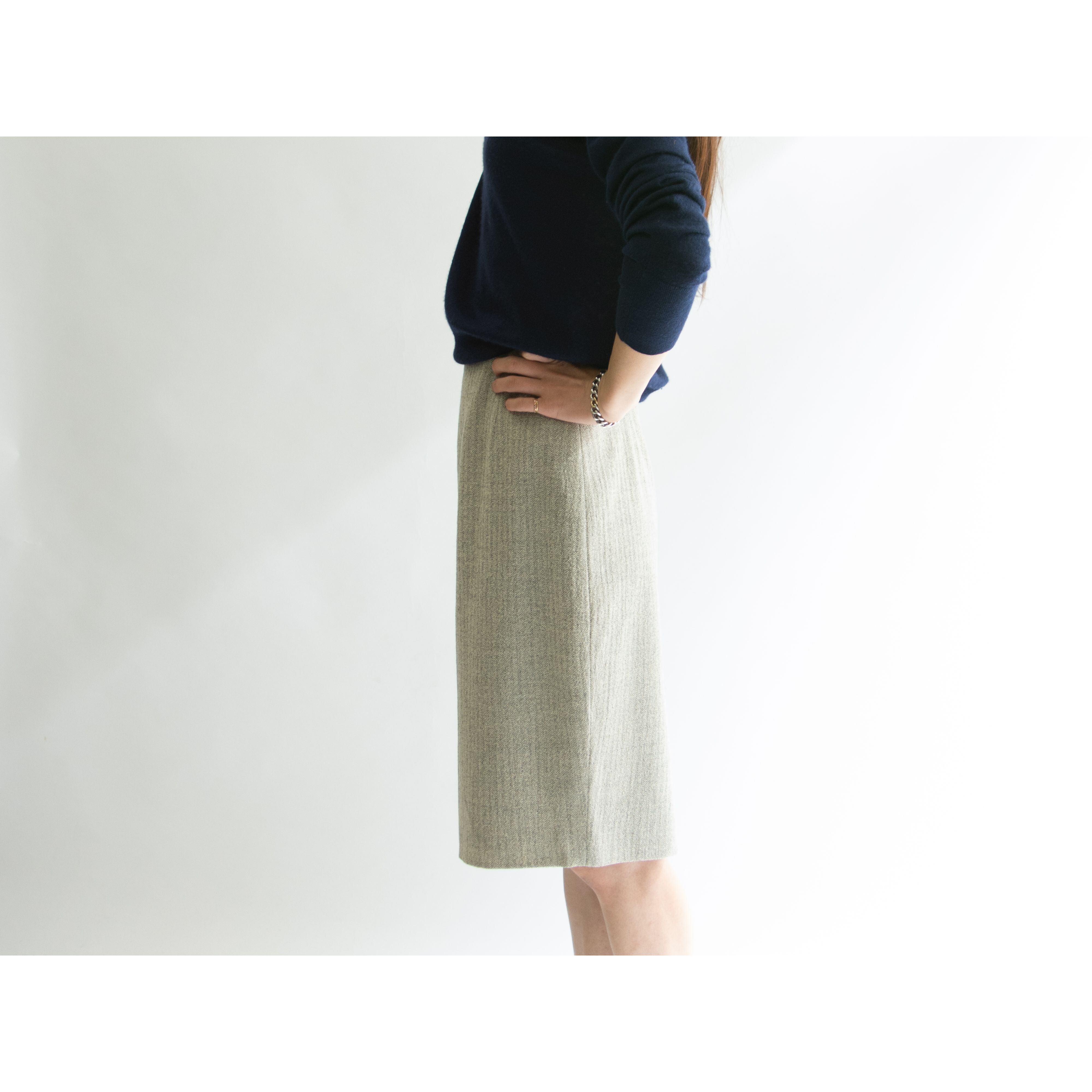 【FENDI】Made in Italy wool-nylon woven stripe skirt(フェンディ イタリア製 ウールナイロン ウーブンストライプ スカート)10d