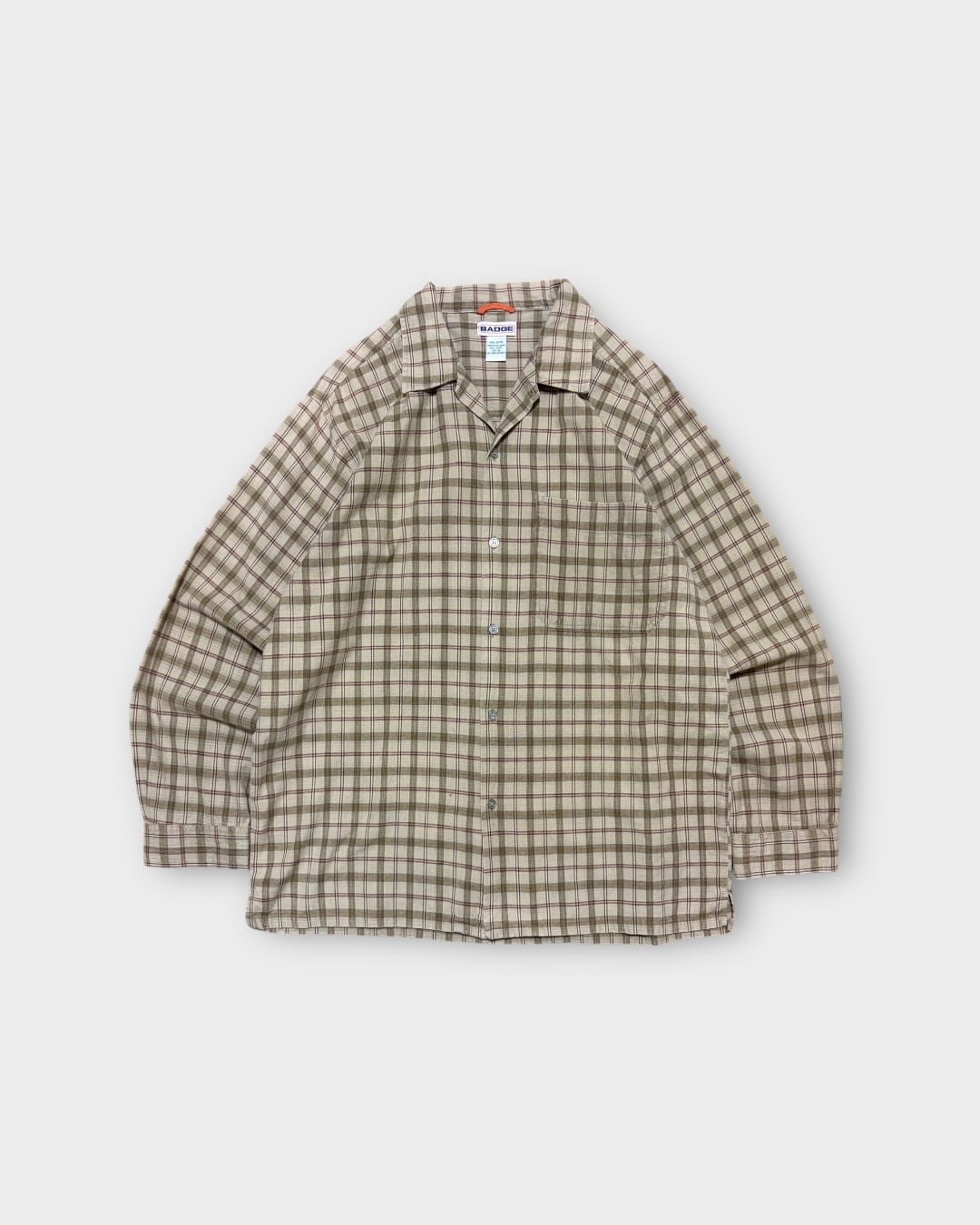 【Used】1990’s “BADGE” Open Collar Plaid Shirt