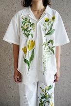 lace open collar shirt white yellow