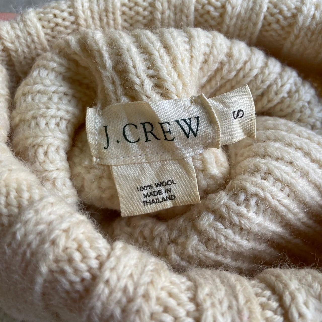 J.CREW Jクルー ハイネック タートルネック フィッシャーマン アランニットセーター ウールニットセーター レディースM相当 古着  ナチュラルカラー 生成り ホワイト 白 【ニットセーター】【CS2211-40】 | cave 古着屋【公式】古着通販サイト