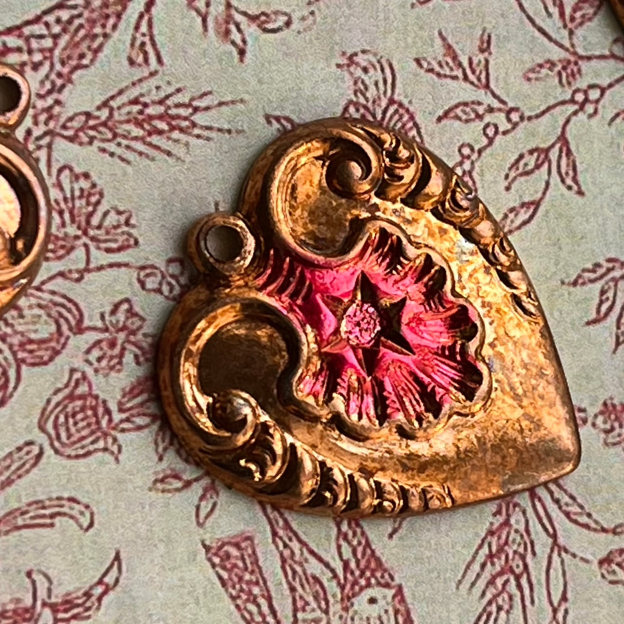 vintage《真鍮 チャーム》ハートチャーム 約2.2cm