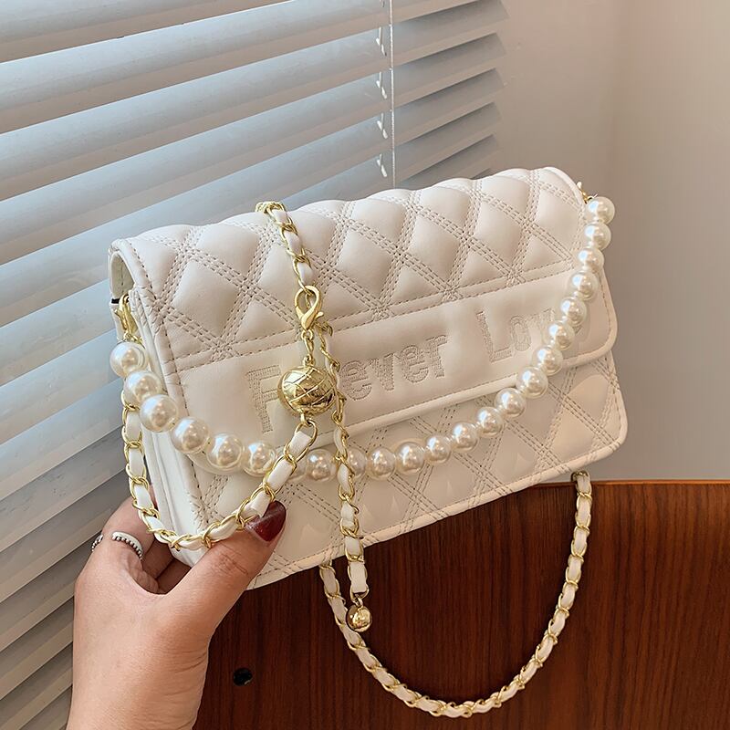 パールチェーン ワンショルダーサマー 夏物 真珠 スクウェア メッセンジャーバッグ Tiancai_Wing_Bag35477726027