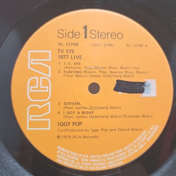 Iggy Pop / TV Eye 1977 Live [PL 12796, AFL1 2796] - 画像3