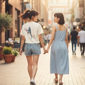 Singer of Time in the Sea-Tシャツ・レディース【背面プリント】(バニラホワイト)