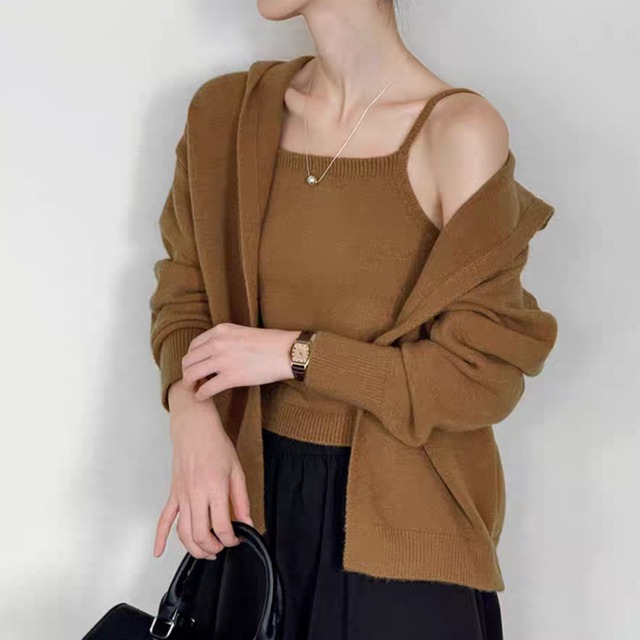 フーディカーディガン＆キャミソール 2点セット　0257