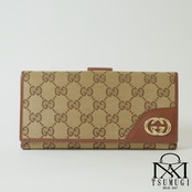 GUCCI グッチ GGキャンバス×レザー 三つ折り財布 ブラウン×ベージュ 181593