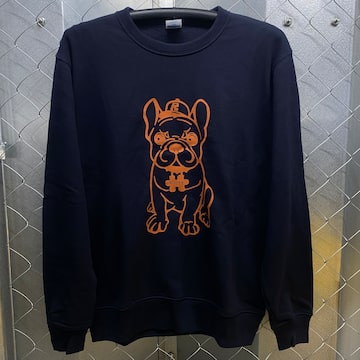ROUTE DOG トレーナー Navy X White フレンチブルドッグ フレブル ユニセックス 【動画あり】フレンチブルドッグ フレブル 服 犬 服 普段着トレーナー ドッグウェア ブルドッグ スウェット 動きやすい 家着 寝巻 パジャマ  パピー服 パピー 子犬 仔犬 KM118TS | BESTWEAR