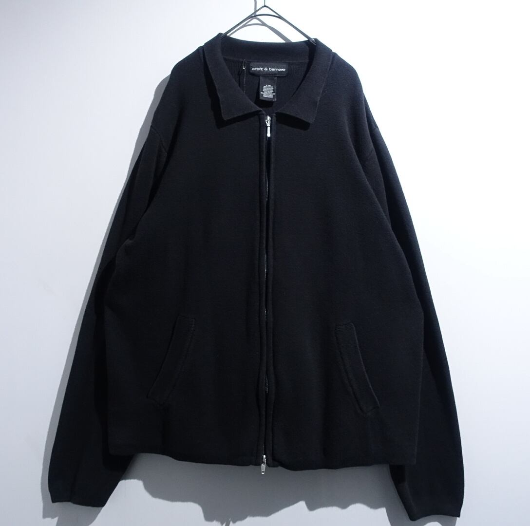“crroft & barrow” Black Double Zip Short Length Cotton Knit Jacket