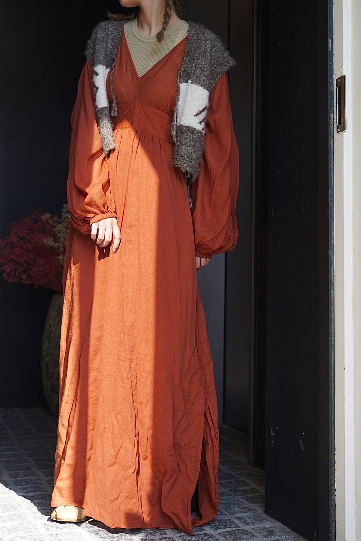 NOWOS / PUFF SLEEVE LONG ONE PIECE | JUQUI Online 