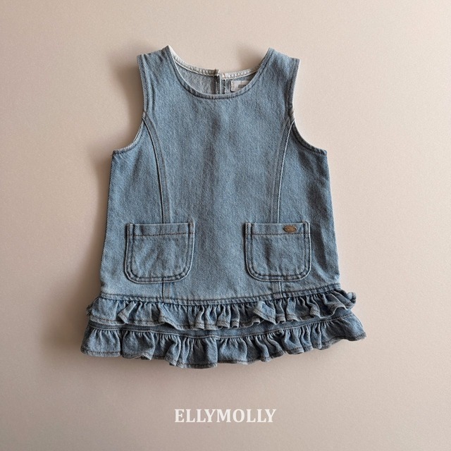 【取寄】elly molly｜denim little pocket dress｜デニムリトルポケットワンピース｜5-15｜kids&jr｜26 summer