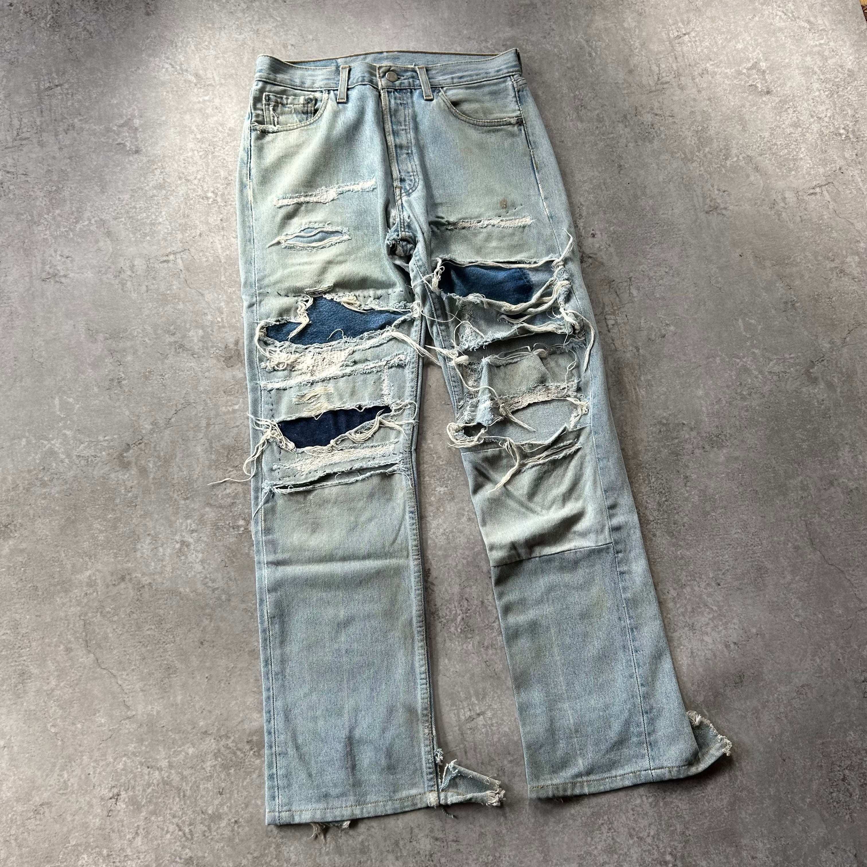 【アーティザナル】マルタンマルジェラ　⓪　ダメージデニム　再構築　オーバーサイズ アーティザナル】マルタンマルジェラ ⓪ ダメージデニム 再構築