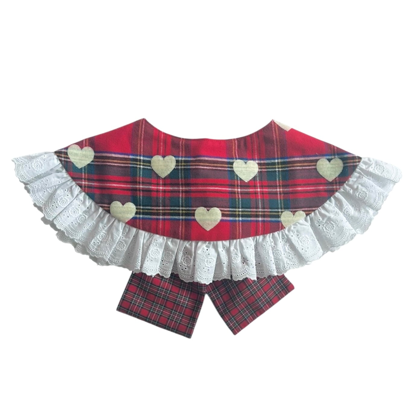 ハートチェックつけ襟　RED 001