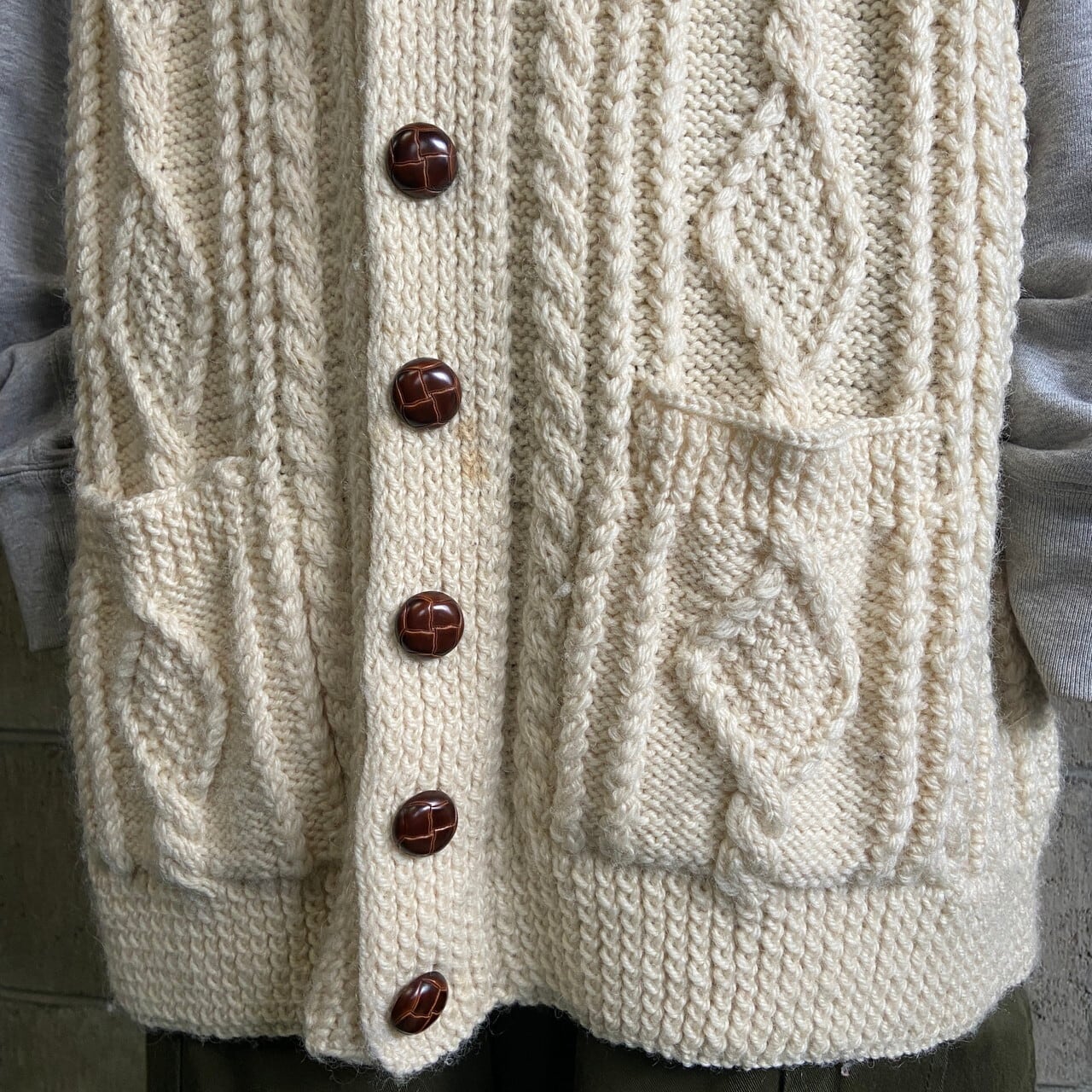 ヴィンテージ アイリッシュウールニットベスト フィッシャーマンニット