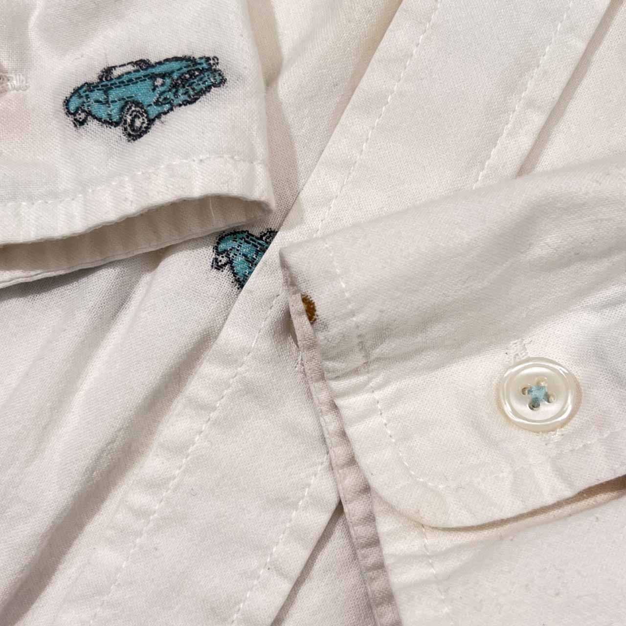 CavariA キャバリア 車 刺繍デザイン 長袖シャツ 44/ホワイト メンズ 日本製