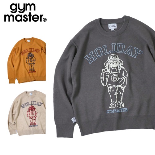 gym master ジムマスター HOLIDAY チェーンステッチ刺繍 クルーネックニット メンズ レディース ゆったり GOOD LOVE＆PEACE G821770